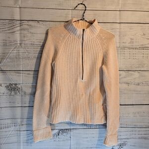 Crazy horse crew neck knit sweater womans size Large. Light pink. Half zip.